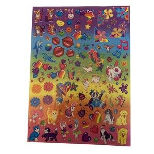 Vintage Lisa Frank Vintage Y2K Sticker Sheet Animals Unicorn Hearts S1273-02